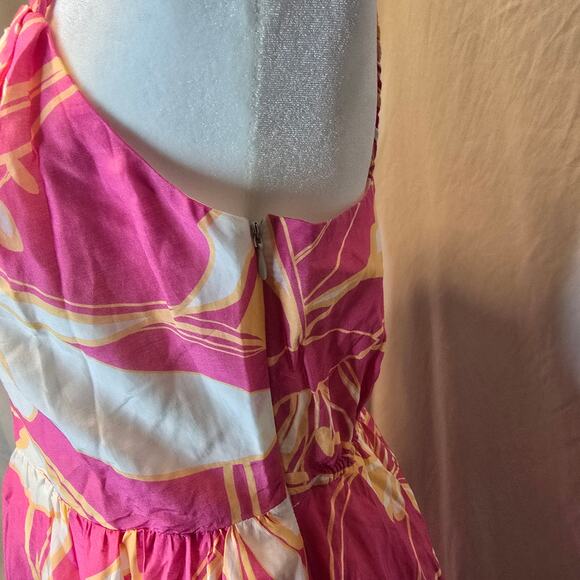 Milly Stencil Floral Print Britney Dress Pink Multi Sleeveless Summer NWT Size 8 - Picture 6 of 11